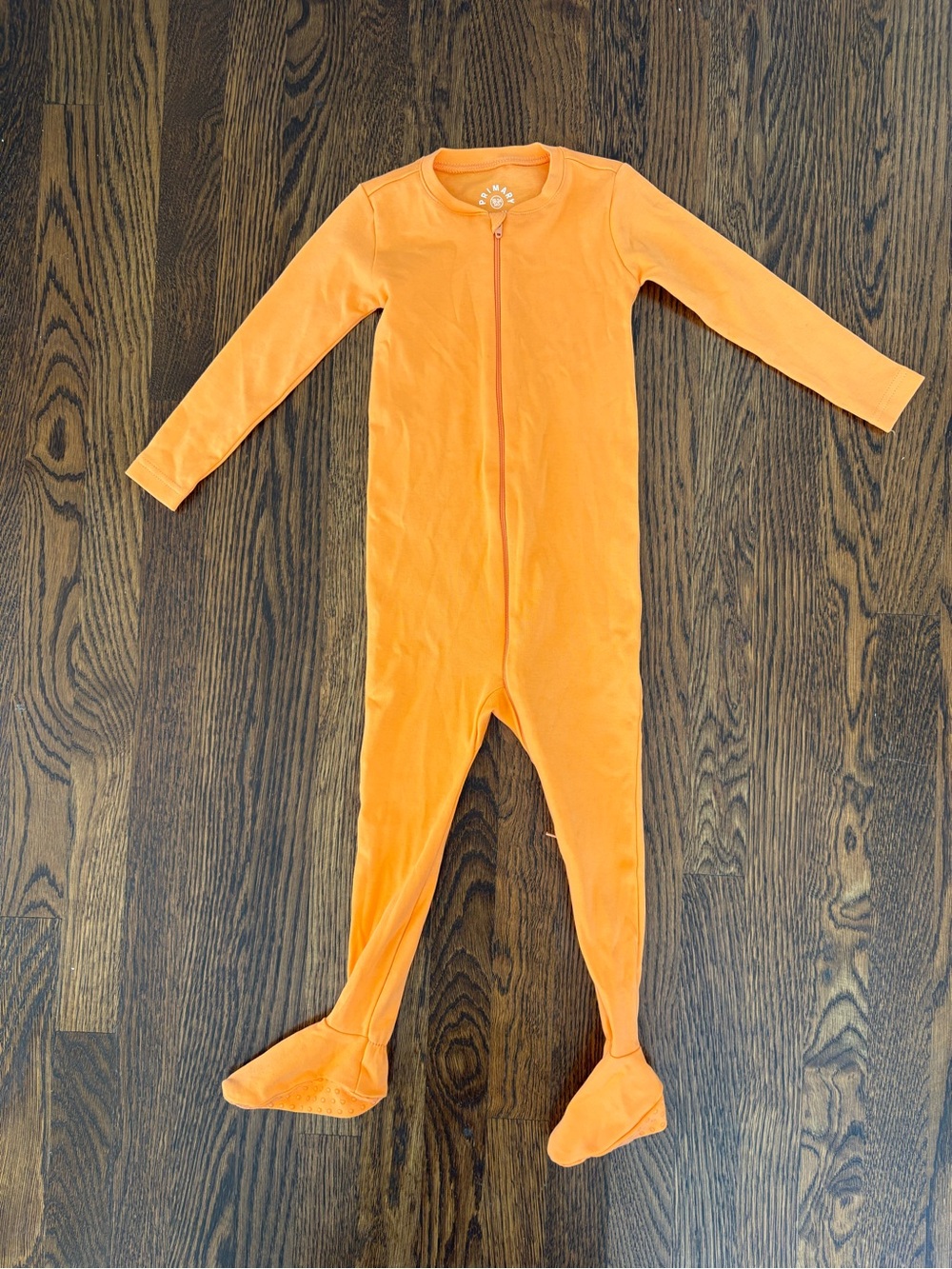 Primary Organic Cotton Orange Footed One-Piece Pajamas for Kids